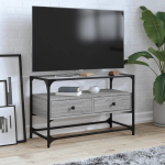 Tv spintelė su stikliniu stalvir&scaron;iu, pilka, 80x35x51cm, mediena