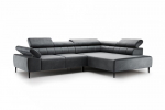 Kampinė sofa-lova Bogart Taloria L moderni pilkos spalvos, lengvai valomas gobelenas, miegamoji dalis 190x220