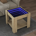Kavos staliukas su led, ąžuolo, 53x53x45cm, apdirbta mediena