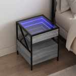 Naktinis staliukas su infinity led, pilkas ąžuolo, 40x40x51cm