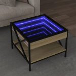 Kavos staliukas su infinity led lemputėmis, ąžuolo, 50x50x38cm