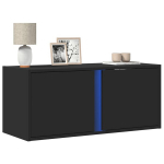 Sieninė tv spintelė su led lemputėmis, juoda, 80x31x35cm