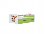 Vaiki&scaron;ka lova be čiužinio, su stalčiumi Kocot Kids BabyDreams Green bambi, 140x70 cm, žalia