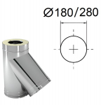 Izoliuotas 45&deg; tri&scaron;akis su adapteriu. D-180/280 mm.