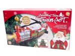 Kalėdinis traukinys ant eglutės su &scaron;viesomis ir Merry Christmas garsu