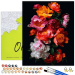 Tapyba pagal skaičius ANT JUODOS DROBĖS Rėmelyje Oh Art! Gėlės &bdquo;Ry&scaron;ki puok&scaron;tė&ldquo; 40x50 cm