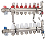 AQUA HEATING GRINDINIO &Scaron;ILDYMO SKIRSTYTUVAS 7 GRANDINĖS PEX 16X2 JUNGTYS TIESUS VOŽTUVAS NUVEDIMO IR ORO &Scaron;ALINIMO RINKINYS