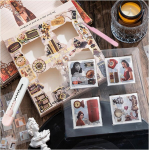 Scrapbooking lipdukai, 384 vienetai / 96 lapai, vintažinių lipdukų rinkinys, scrapbooking priedų rinkinys, įskaitant pincetus, amatininko peilį, scrapbooking lipdukus, skirtus scrapbooking priedams, žurnalų priedams