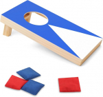 Nzqxjxz ne&scaron;iojamas stalo cornhole žaidimo rinkinys su 1 mėlyna cornhole žaidimo lenta ir 4 mini pupų mai&scaron;eliais biurui, namams