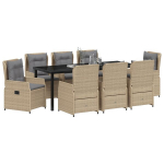 vidaXL Sodo valgomojo komplektas 9 pcs Bežinė ir &scaron;viesiai pilka