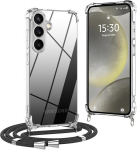 Olephy Mobiliojo telefono dėklas su virvele, skirtas Samsung Galaxy A55 5g, dėklas-kaklo papuo&scaron;alas su dirželiu, mink&scaron;tas skaidrus dėklas su virvele, smūgiams atsparus apsauginis dėklas pakabinimui