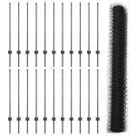 Tvorų stulpai 22 vnt U-kanalas pilkas 100 cm plienas,&Scaron;e&scaron;iakampė tvora pilka 1x50 m plienas