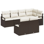 7 dalių sodo sofa komplektas su pagalvėmis Ruda Poli Ratanas,2-vietė sodo sofa su pagalvėmis Ruda Poli Ratanas