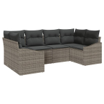 6 dalių sodo sofa su pagalvėmis, pilka poli ratanų