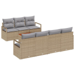 8 dalių sodo sofa rinkinys su pagalvėlėmis smėlio poli ratanas acacia,2 vietų sodo sofa su pagalvėlėmis smėlio poli ratanas