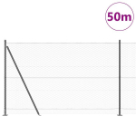 &Scaron;e&scaron;iakampė Tvorą Pilka 1.6x50 m Plienas,Tvorų Stulpai su Pagrindo Plok&scaron;tėmis 13 vnt &Oslash;32mm 88.5cm cinkuotas plienas
