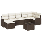 7 dalių sodo sofa rinkinys su pagalvėmis pilkos poli ratanas,2 vietų sodo sofa su saugojimu ir pagalvėmis ruda poli ratanas