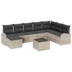 9 Dalių Sodo Sofa Rinkinys su Pagalvėlėmis Pilkas Poli Ratanas,2-vietė Sodo Sofa su Saugojimu & Pagalvėlėmis &Scaron;viesiai Pilkas Poli Ratanas