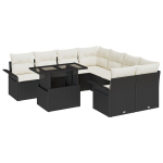 9 dalių sodo sofa rinkinys su pagalvėlėmis - juodas poli ratanas,2 vietų sodo sofa su saugojimu ir pagalvėlėmis - juodas poli ratanas