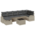8 dalių sodo sofa rinkinys su pagalvėmis &scaron;viesiai pilkas poli ratanas
