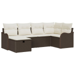 6 dalių Sodo Sofa Rinkinys su Pagalvėmis Rudos spalvos Poly Ratanas,2-sėdima Sodo Sofa su Saugykla & Pagalvėmis Rudos spalvos Poly Ratanas