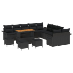 14 dalių sodo sofos rinkinys su pagalvėlėmis Juodas Poli ratanas Akacija,2 vietų sodo sofa su pagalvėlėmis Juodas Poli ratanas,4 dalių sodo valgomojo rinkinys su pagalvėlėmis Juodas Poli ratanas Akacija