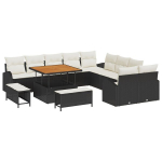 13 dalių sodo sofos komplektas su pagalvėlėmis juodo poli rataninio dizaino akacijos,2 vietų sodo sofa su pagalvėlėmis juodo poli rataninio dizaino,3 dalių sodo valgomojo komplektas su pagalvėlėmis juodo poli rataninio dizaino akacijos