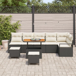 9 dalių sodo sofa rinkinys su pagalvėlėmis juodas poli ratanas akacija,2-vietė sodo sofa su pagalvėlėmis juodas poli ratanas,3 dalių sodo valgomojo rinkinys su pagalvėlėmis juodas poli ratanas