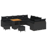 13 dalių sodo sofų komplektas su pagalvėlėmis juodas poli ratanas akacija,2 sėdimų vietų sodo sofa su saugojimo funkcija ir pagalvėlėmis juodas poli ratanas,3 dalių sodo valgymo rinkinys su pagalvėlėmis juodas poli ratanas akacija