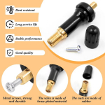 4 tpms padangų slėgio daviklių vožtuvų rinkinys, universalūs guminiai vožtuvų keitimo elementai, guminiai vožtuvų keitimo elementai padangų slėgio stebėjimo sistemai, patvarūs vožtuvų kotai su montavimo priedais