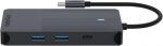 Rapoo Ucm-2005 Usb-c multiport adapteris 10-in-1, 100w Power Delivery, 2x 4k Hdmi, 1gbps Lan, 1 Usb-c ir 2 Usb-a 3.0 duomenų prievadai, Micro Sd/sd atminties kortelių skaitytuvas, Aux