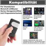 2 vnt. garažo vartų atidarymo nuotolinio valdymo pultas, suderinamas su Chamberlain Motorlift Liftmaster Tx4runi, Tx2rev, 84335eml, 84333e, 94333e, 4335eml rankiniu siųstuvu 433.92mhz, skirtas Motorlift 500, 700