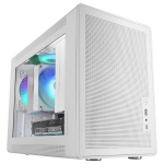 Mars Gaming MC-XPS, Ultra-kompaktinė MicroATX žaidimų korpusas, grūdintas stiklas + tinklinis, FRGB 120mm ventiliatorius, balta