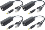 Anvision 4 gigabitų Poe skirstytuvo paketas, 48 V į 5 V 2.4 A, 10/100/1000 mbps, 3.5 mm x 1.35 mm ki&scaron;tukas 5.5 mm x 2.1 mm jungtis Ieee 802.3af Ip kamerai ir plius