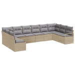 10 dalių sodo sofos komplektas su pagalvėmis &Scaron;viesiai rusvas poli ratanas,2 sėdimų vietų sodo sofa su saugykla ir pagalvėmis &Scaron;viesiai rusvas poli ratanas