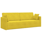 grindų sofa lova 2-in-1 Geltona 213x144x60 cm Audinys