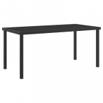 Lauko minimalistinis valgomojo stalas juodas 160x80x73 cm grūdinto stiklo