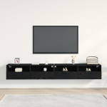 TV sieninės spintos 2 vnt Juoda 100x30x30 cm Inžinerinis Mediena