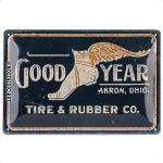 Nostalgic-art retro skardos ženklas, 20 x 30 cm, Goodyear - Wing Foot Logo 1901 - dovana automobilių gerbėjams, originalus licencijuotas produktas (olp), pagamintas i&scaron; metalo, vintažinis dizainas, skardiniai ženklai su užra&scaron;ais, padangų dekoracija
