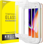 Jetech viso ekrano apsauga, skirta iphone 8 plus/7 plus 5.5 colio, balto kra&scaron;to grūdinto stiklo ekrano apsauga su lengvu montavimo įrankiu, hd clear, 3 vnt. (balta)
