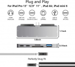 Usb c &scaron;akotuvas, skirtas ipad pro, 7-in-1 adapteris, skirtas ipad pro m4 m2 m1 13 12.9 11 colių, ipad air prijungimo stotis su 4k hdmi, pd įkrovimu, sd/tf kortelių skaitytuvu, usb 3.0, 3.5 mm audio lizdu, ipad mini 6 priedai