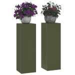 Lauko augalų stovai stulpas 2 vnt. Alyvuogių spalva 24x24x75 cm Plienas