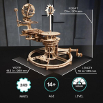 Ugears mechaninis teliūrionas 3d dėlionė - dovana tėvo dienai, žemės ir mėnulio dėlionė, 3d medinė dėlionė suaugusiems, modelių rinkiniai suaugusiems konstruoti - edukacinis saulės sistemos "pasidaryk pats" planetariumas