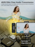 Synco belaidis atvartinis mikrofonas i&scaron;maniesiems telefonams, 9 kūrybiniai garso efektai, 2,4 Ghz Mfi sertifikuotas 150 m garso perdavimas, belaidis atvartinis mikrofonas lightning usb-c mobiliesiems telefonams