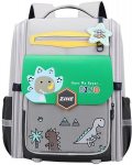 Pilka mokyklinė kuprinė su dinozaurais 21 l, 39 cm