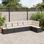 6 dalių sodo sofa komplektas su pagalvėmis juodo poli ratanas