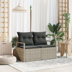2 vietų sodo sofa su saugykla ir pagalvėlėmis pilka poli ratanas