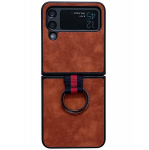 &bdquo;Kadem&ldquo; Ring Kickstand kieto plastiko dėklas - rudas (Galaxy Z Flip4)