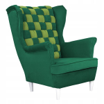 "Carol Duo" skandinavi&scaron;kas fotelis i&scaron; "Family Furniture" turkio spalvos žali dryžiai