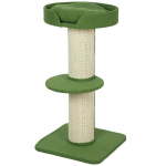 PawHut Katės medis 91cm Žaidimų medis su katės lova, platforma avikailis Žalias, Žalia